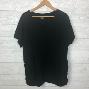 Lane Bryant Women's 18/20 Short Sleeve V Neck Tee Ruched Sides 100% Cotton Shirt